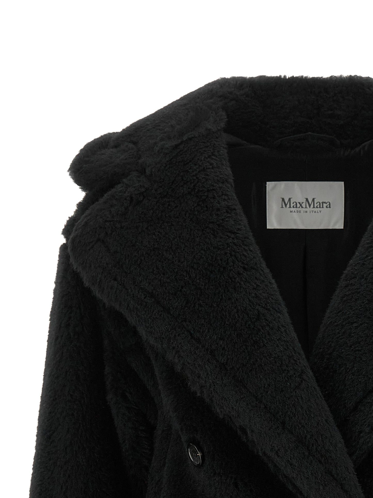 Max Mara Black Alpaca Leather Coat