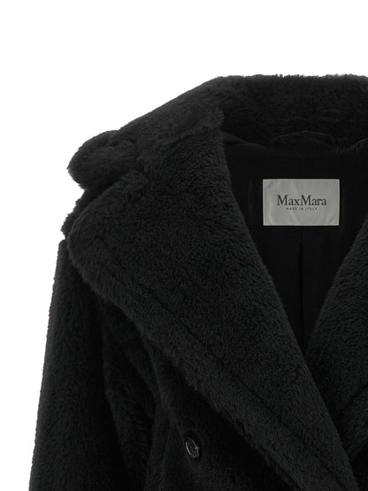 Max Mara Black Alpaca Leather Coat