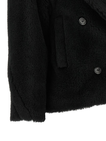 Max Mara Black Alpaca Leather Coat
