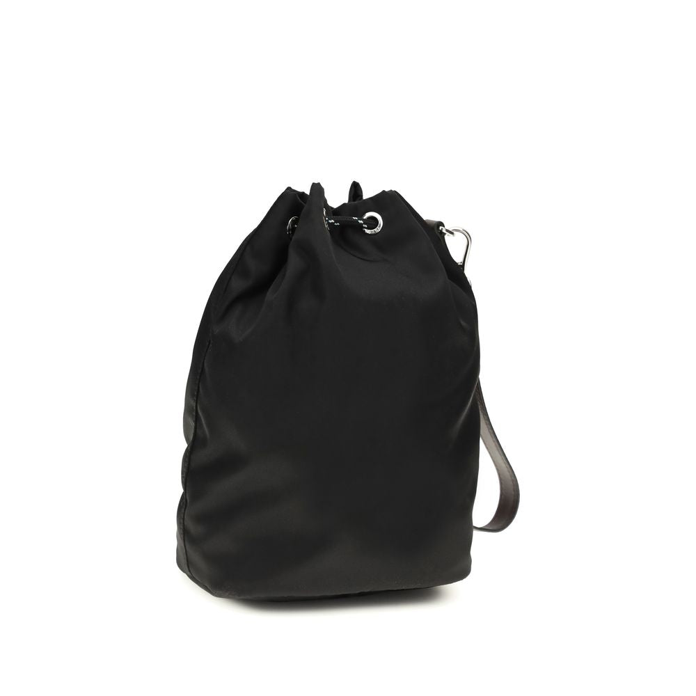 Bucket Handbag by Prada for men in polyamide leather black features an sun-drenched silhouette, showcasing a secure drawstring, ample , and versatile wristlet for a truly sun-drenched finish.