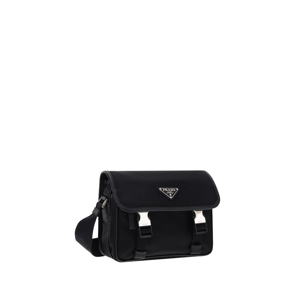Shoulder Clutch Bag by Prada for men in nylon leather black & signature features an effortlessly chic silhouette with a secure zipper, ample , and versatile shoulder-strap & adjustable-strap for effortlessly chic everyday luxury.
