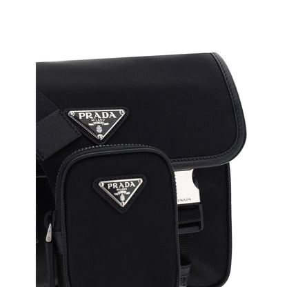 Shoulder Clutch Bag by Prada for men in nylon leather black & signature features a distinguished silhouette, showcasing a secure zipper and distinguished with versatile shoulder-strap & adjustable-strap for a distinguished finish.