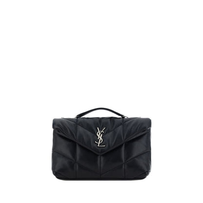 Mini Crossbody Flap Shoulder Bag by Saint Laurent for women in lambskin leather black, patterned & chevron showcases a enviable silhouette, artfully detailed with a secure snap, flap & button, organized , and versatile crossbody-strap, shoulder-strap & handle for a enviable look.