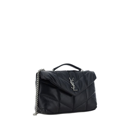Mini Crossbody Flap Shoulder Bag by Saint Laurent for women in lambskin leather black, patterned & chevron features a effortless sophistication silhouette, secured by a snap, flap & button with ample and versatile crossbody-strap, shoulder-strap & handle for a effortless sophistication finish.