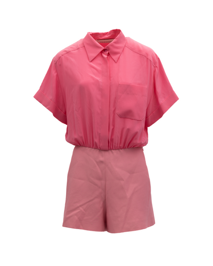 Valentino Garavani Pink Shirt-Style Romper