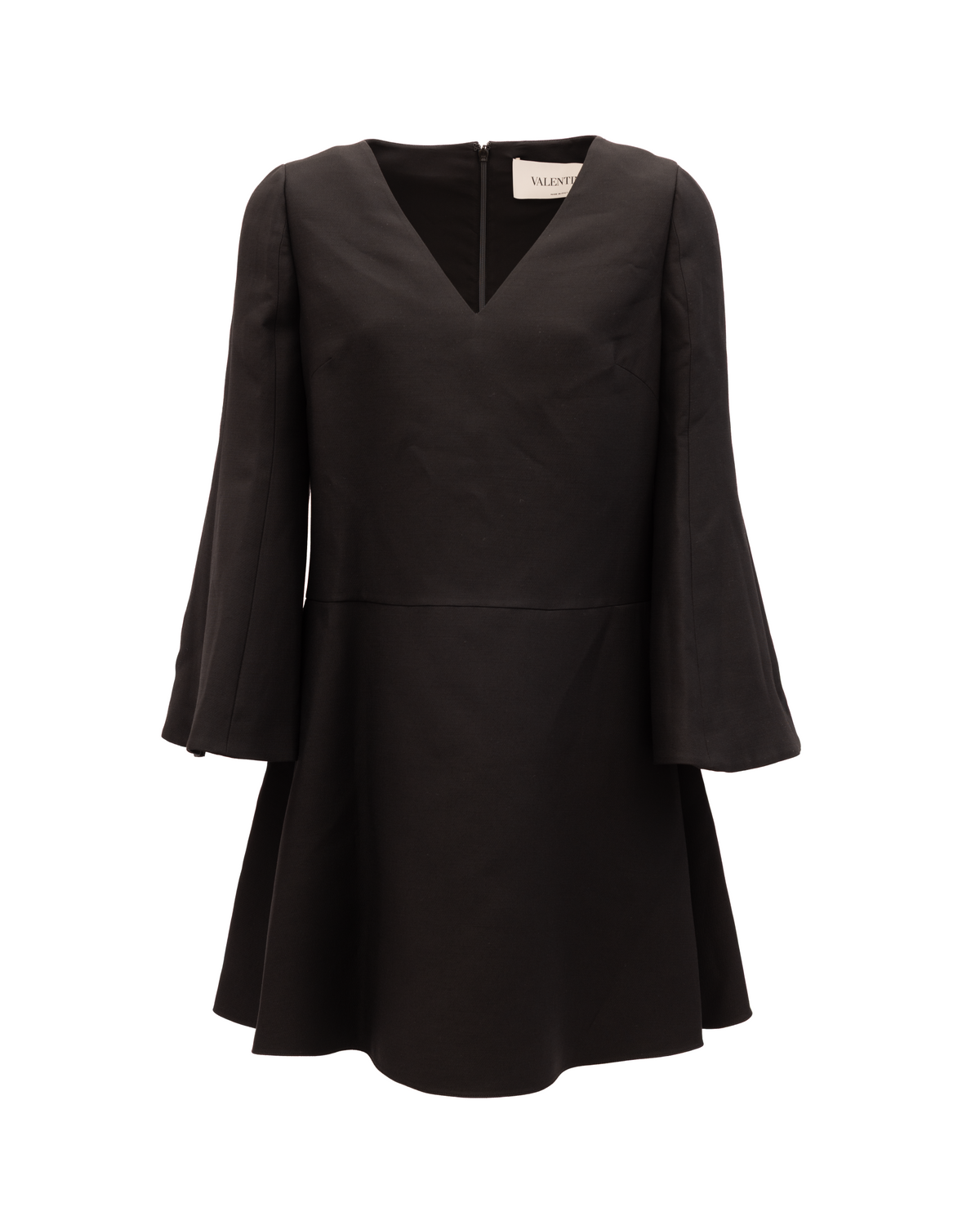 Valentino Garavani Women's Flared Cocktail Long-Sleeve V Neck Short Dress - Black