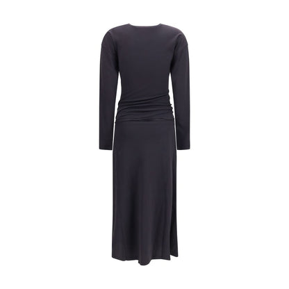 Dress by Lemaire for women in cotton gray features an sultry silhouette defined by a round neckline and , falling to an sultry midi long for a sultry look.