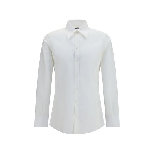 Dress Shirt by Dolce & Gabbana for men in cotton gold & white features an architectural silhouette with a refined long-sleeve and elegant for a architectural look.