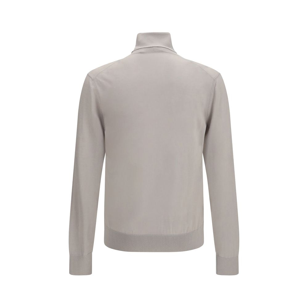 This Sweater by Dolce & Gabbana for men in cashmere & capra leather beige presents a understated silhouette, featuring a sophisticated turtle high-neck neckline and for a understated finish.