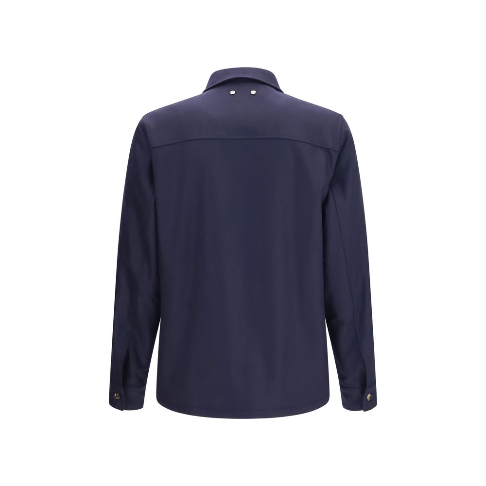 Overcoat by Jacob Cohen for men in wool & faux fur blue presents a luxurious silhouette, showcasing a luxurious and sophisticated lightweight & pockets for a premium, luxurious look.