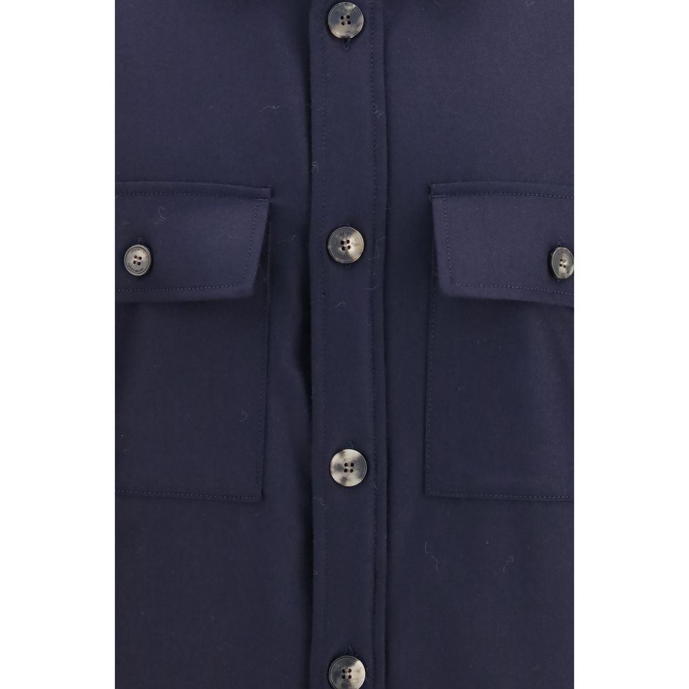 Overcoat by Jacob Cohen for men in wool & faux fur blue showcases a architectural silhouette, artfully detailed with a distinctive and functional lightweight & pockets for a architectural finish.