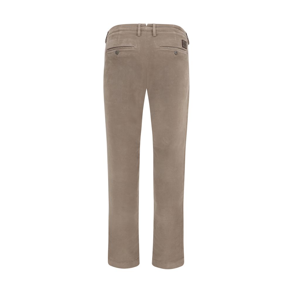 Chinos Pants by Jacob Cohen for men in saffiano leather & cotton beige & monogram features an sharp slim and long with a low rise, highlighting a sharp silhouette for a sophisticated look.