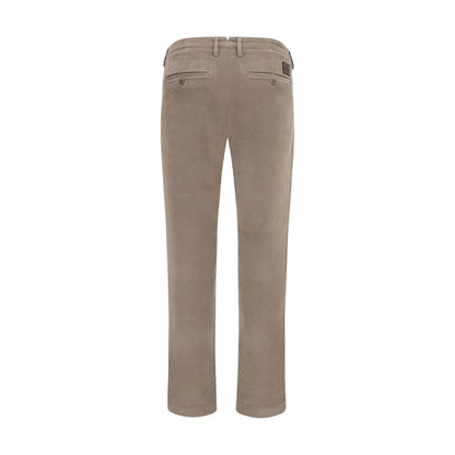 Chinos Pants by Jacob Cohen for men in saffiano leather & cotton beige & monogram features an sharp slim and long with a low rise, highlighting a sharp silhouette for a sophisticated look.