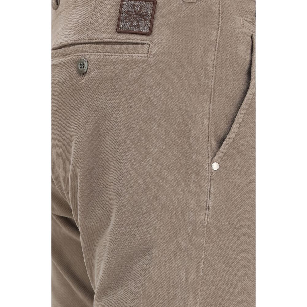 Chinos Pants by Jacob Cohen for men in saffiano leather & cotton beige & monogram features a modern silhouette, showcasing a modern slim with a long and low rise for a refined finish.
