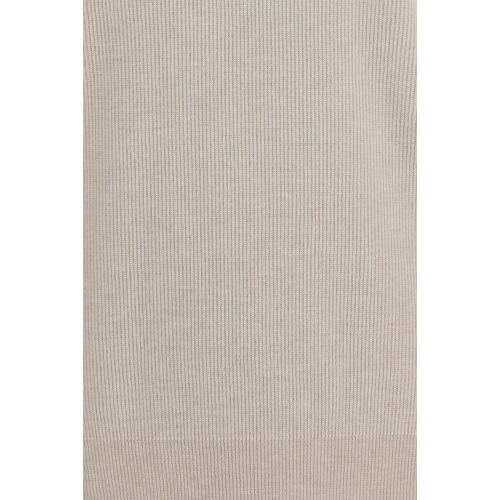 This Sweater by Brioni for men in cashmere wool & capra leather beige & striped presents a understated silhouette, featuring a sophisticated turtle high-neck neckline and for a understated finish.