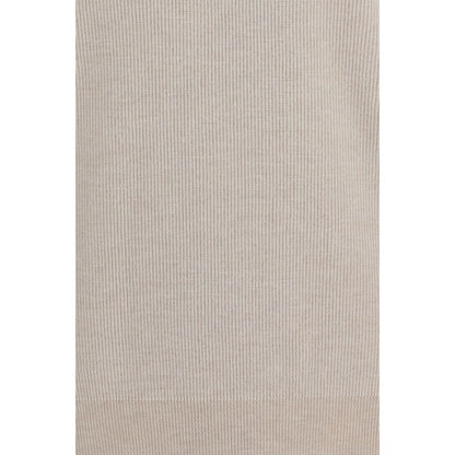 This Sweater by Brioni for men in cashmere wool & capra leather beige & striped presents a understated silhouette, featuring a sophisticated turtle high-neck neckline and for a understated finish.