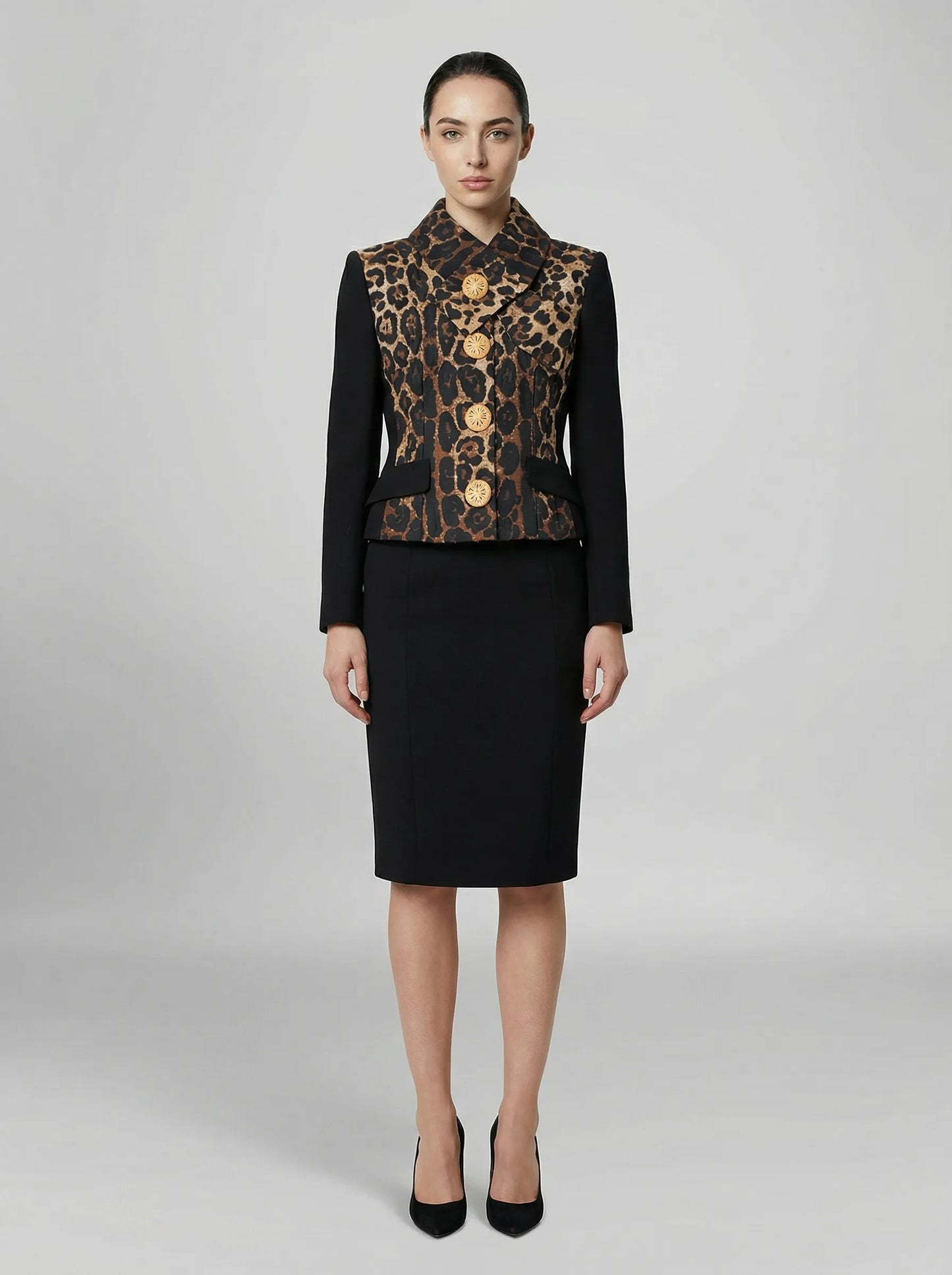 Dolce & Gabbana Black Metallic Fibre Full-Length Jacket