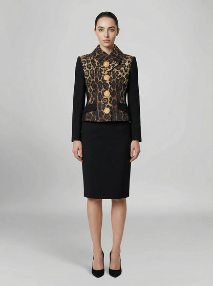 Dolce & Gabbana Black Metallic Fibre Full-Length Jacket