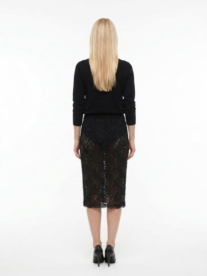 Dolce & Gabbana Black Polyamide Midi Skirt
