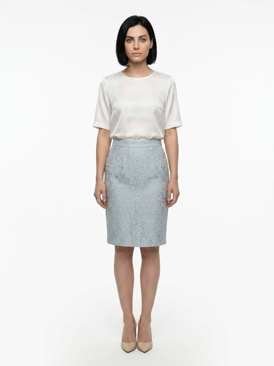 Dolce & Gabbana Light Blue Polyester Midi Skirt