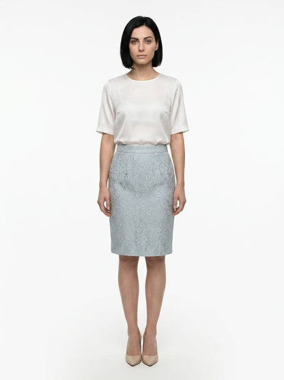 Dolce & Gabbana Light Blue Polyester Midi Skirt