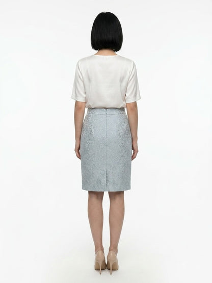 Dolce & Gabbana Light Blue Polyester Midi Skirt