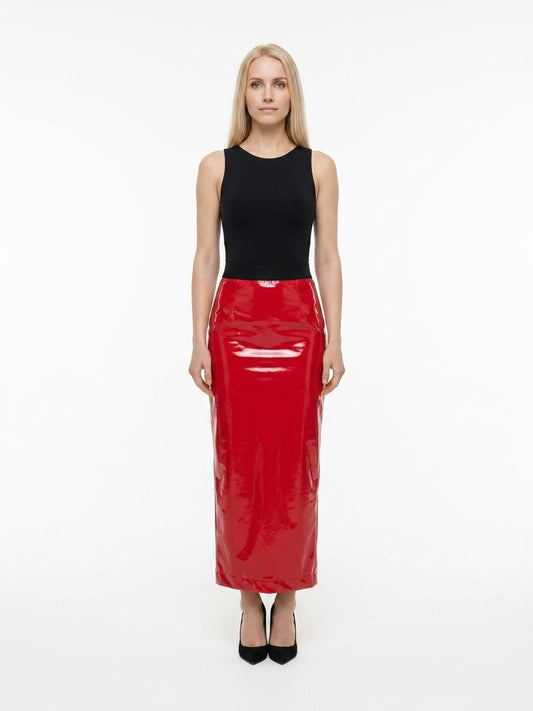 Dolce & Gabbana Red Elastane Long Skirt