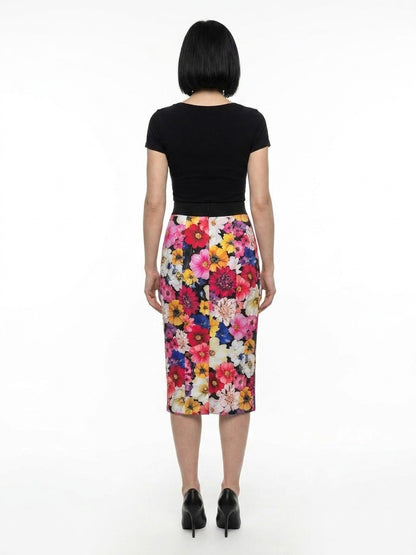 Dolce & Gabbana Multicolor Elastane Midi Skirt