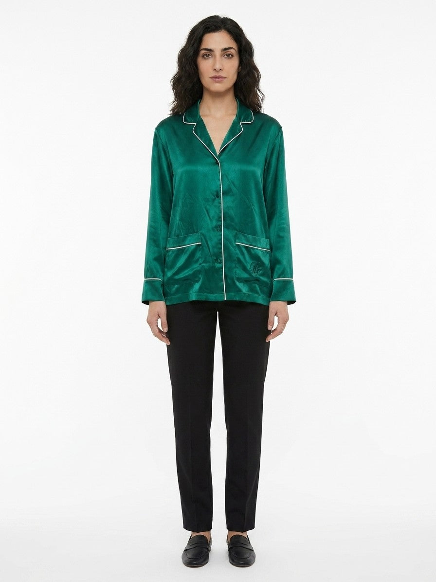 Dolce & Gabbana Green Silk Top Sleepwear