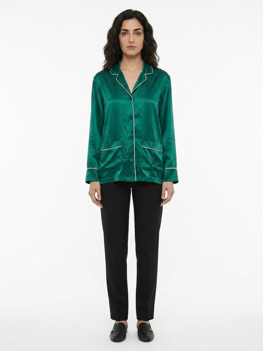 Dolce & Gabbana Green Silk Top Sleepwear