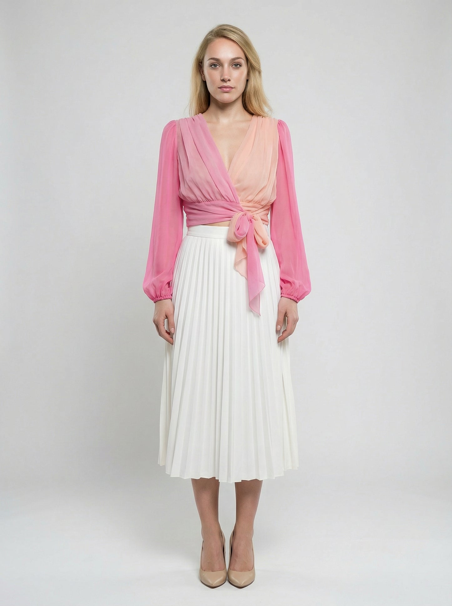Dolce & Gabbana Pink Silk Midi Skirt