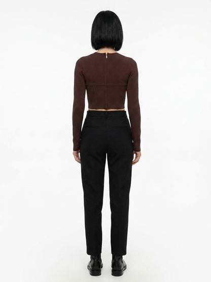 Dolce & Gabbana Brown Elastane Long Sleeve T-Shirt
