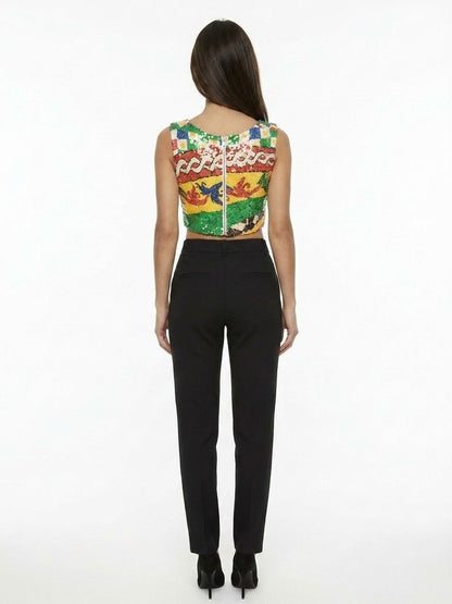 Dolce & Gabbana Multicolor Polyester Sleeveles T-Shirt