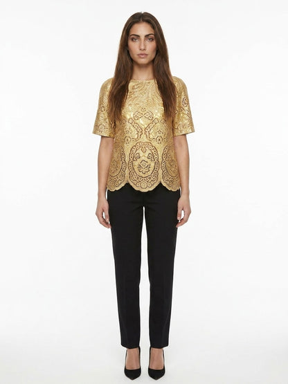 Dolce & Gabbana Gold Marabou Blouse