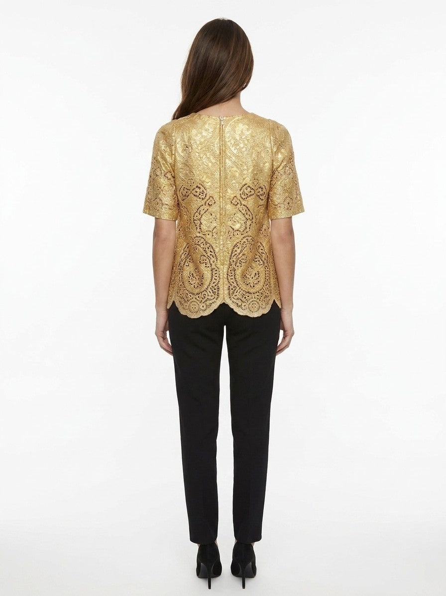 Dolce & Gabbana Gold Marabou Blouse