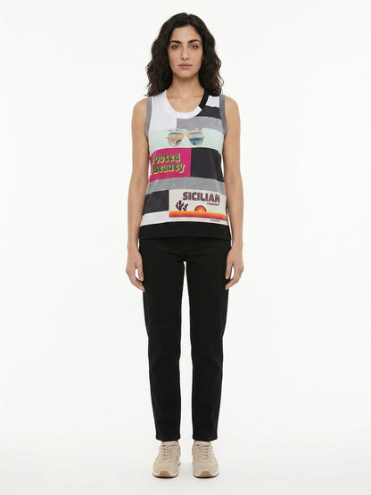 Dolce & Gabbana Blue Cotton Tank Tops