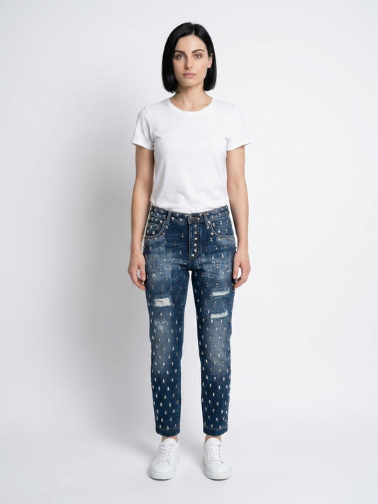 Dolce & Gabbana Multicolor Cotton Boyfriend Jeans