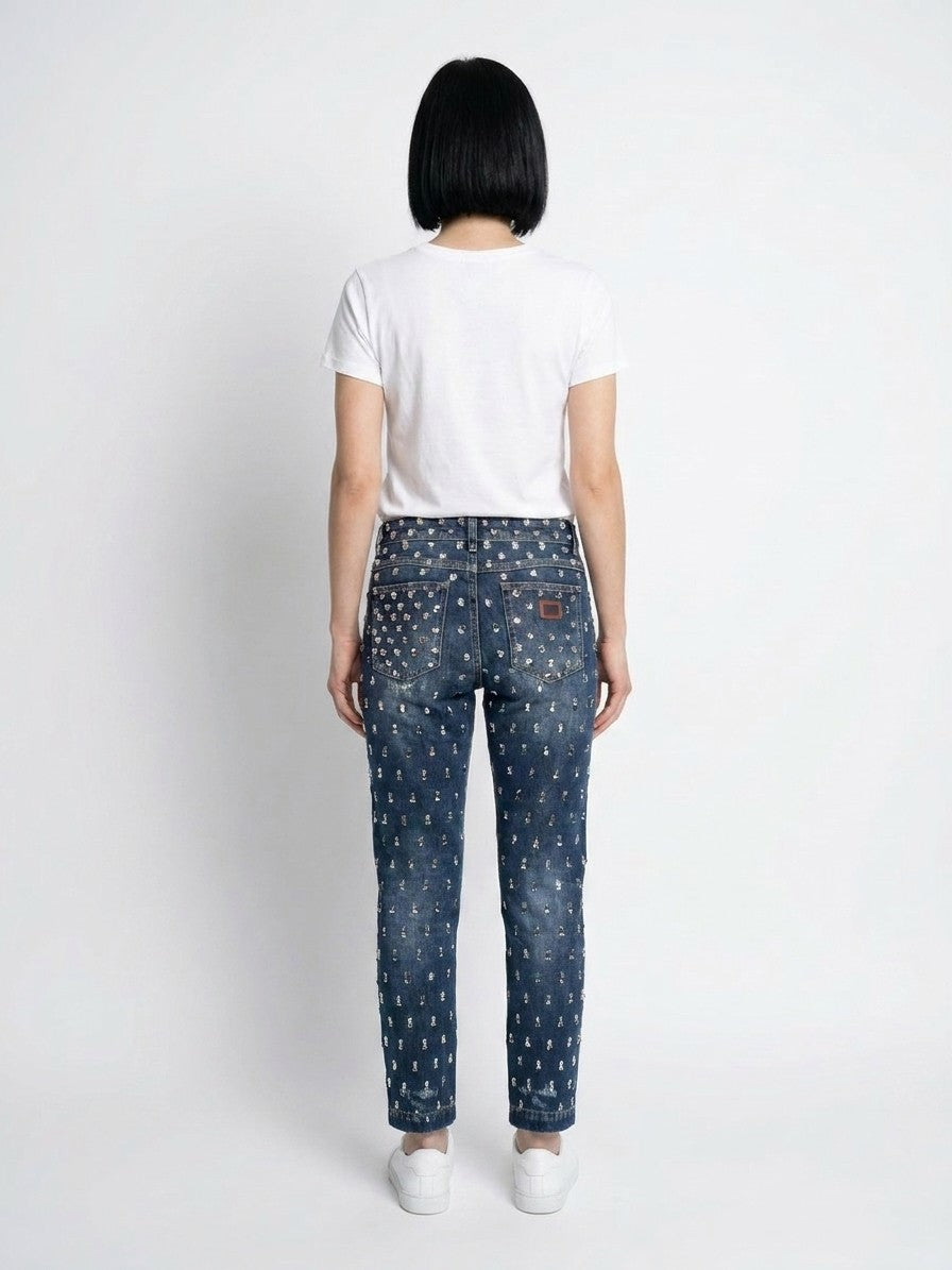 Dolce & Gabbana Multicolor Cotton Boyfriend Jeans