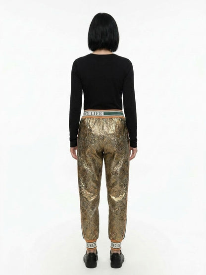 Dolce & Gabbana Gold Metallic Fibre Casual Pants