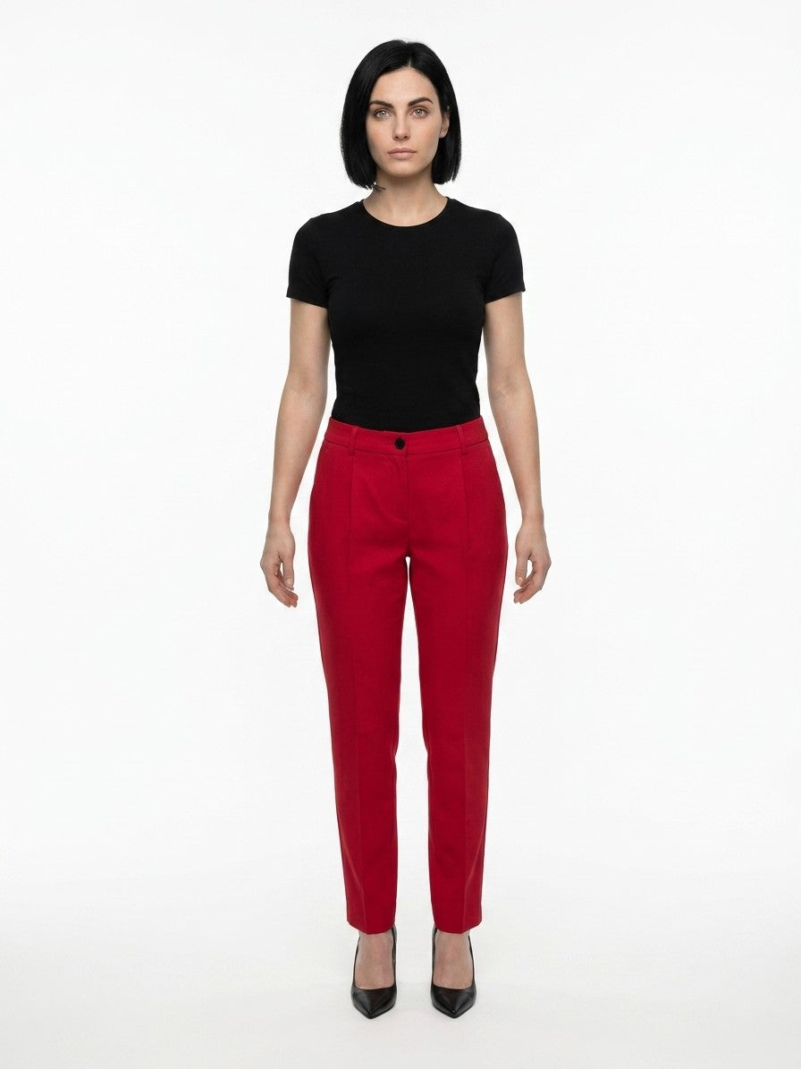 Dolce & Gabbana Red Elastane Casual Pants