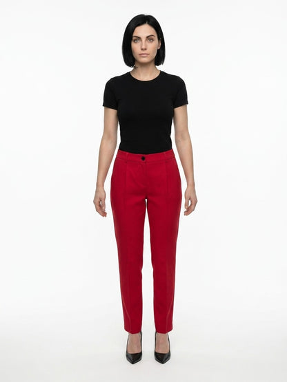 Dolce & Gabbana Red Elastane Casual Pants