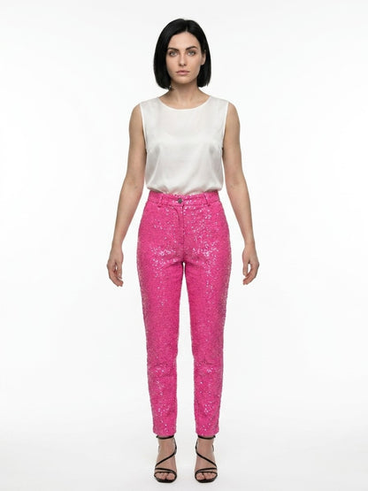 Dolce & Gabbana Pink Elastane Casual Pants