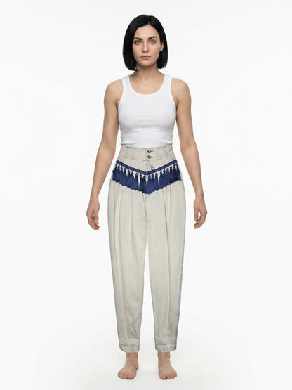 Dolce & Gabbana Navy Blue Cotton Casual Pants
