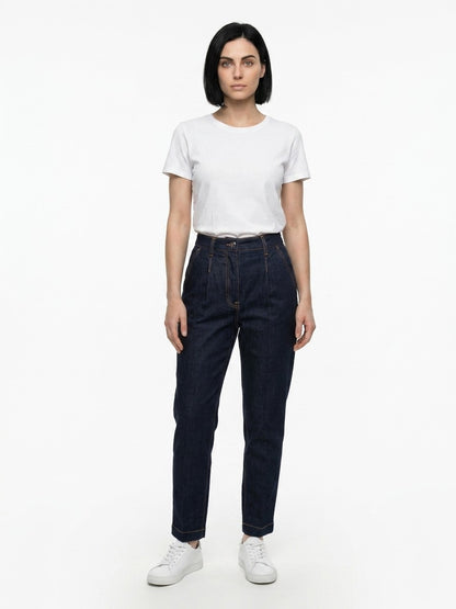 Dolce & Gabbana Navy Blue Cotton Straight-Leg Jeans