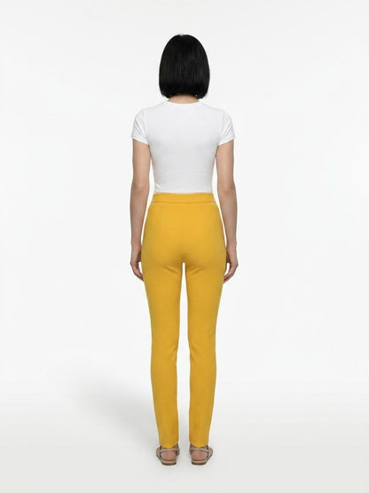 Dolce & Gabbana Yellow Polyester Skinny Pants