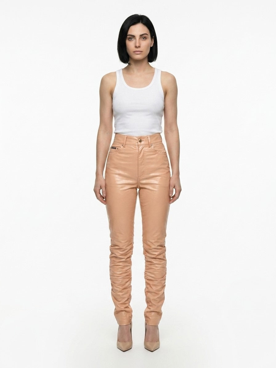 Dolce & Gabbana Pink Leather Pants