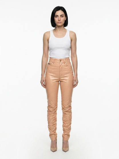 Dolce & Gabbana Pink Leather Pants