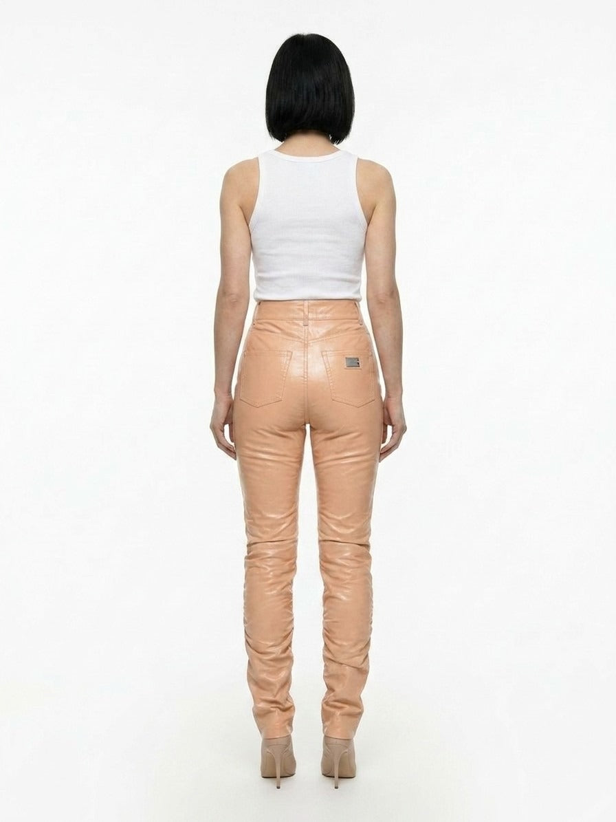 Dolce & Gabbana Pink Leather Pants