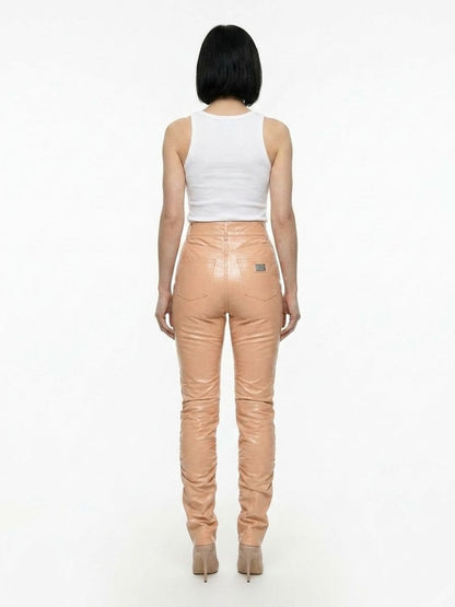 Dolce & Gabbana Pink Leather Pants