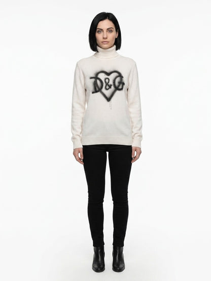 Dolce & Gabbana White Cashmere Turtleneck
